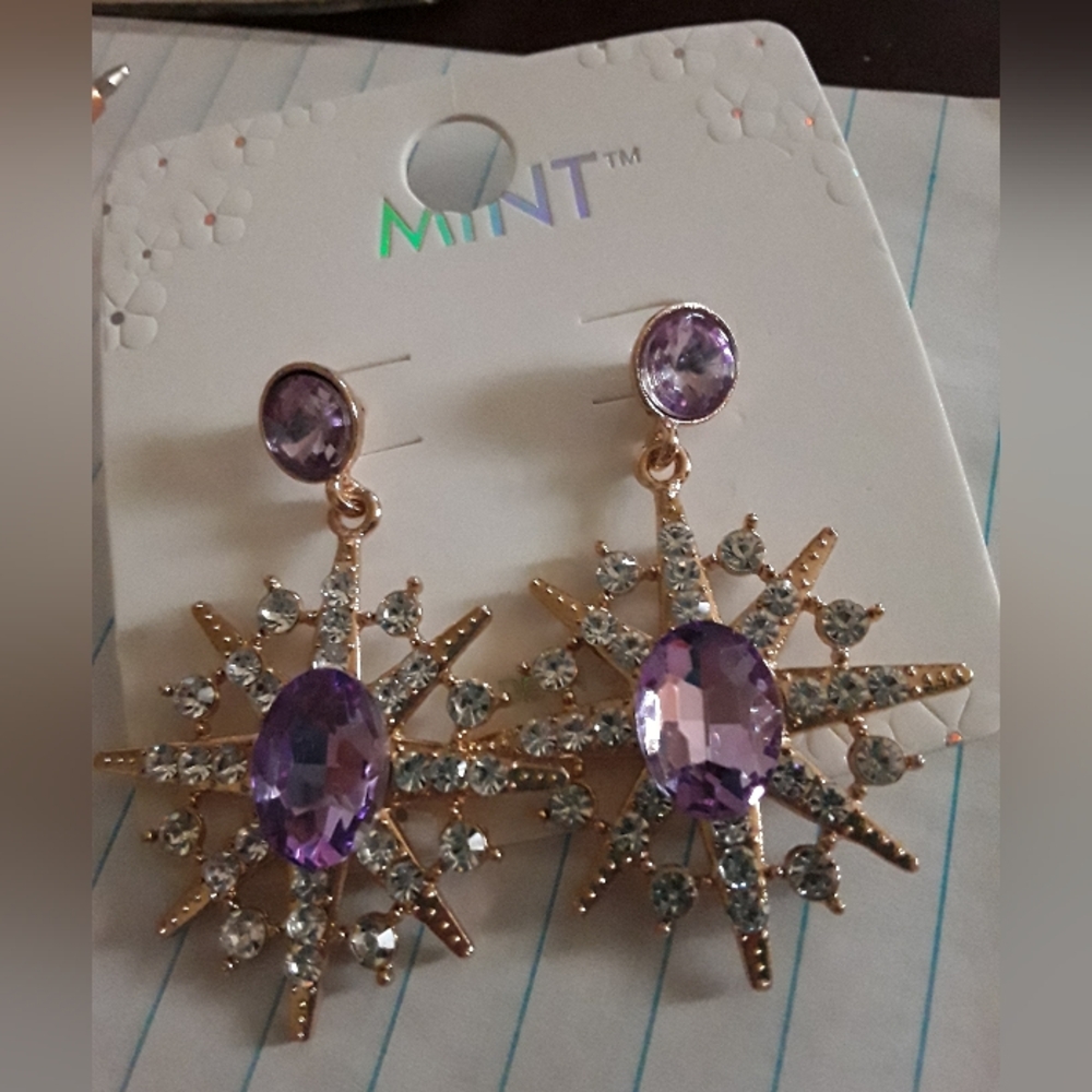 Mint Purple Stone Earrings